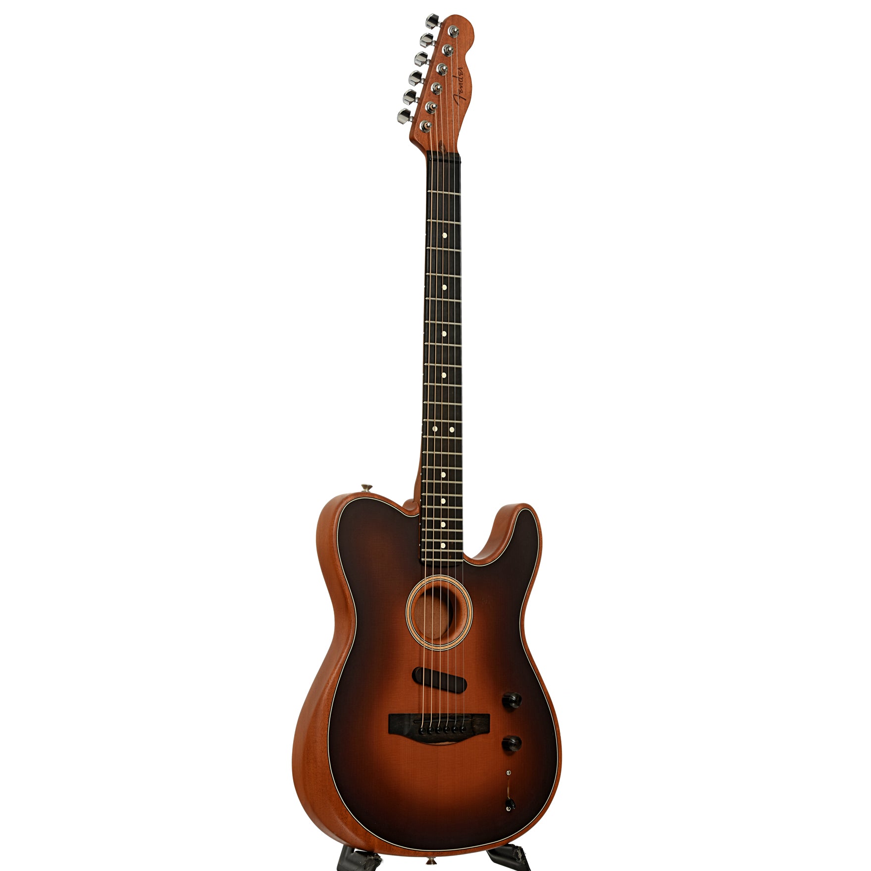 Full front and side of Fender Acoustasonic Telecaster Acoustic Guitar 