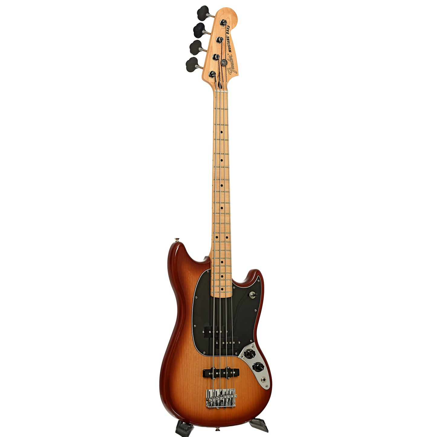 Full front and side of Fender Player Mustang PJ Electric Bass