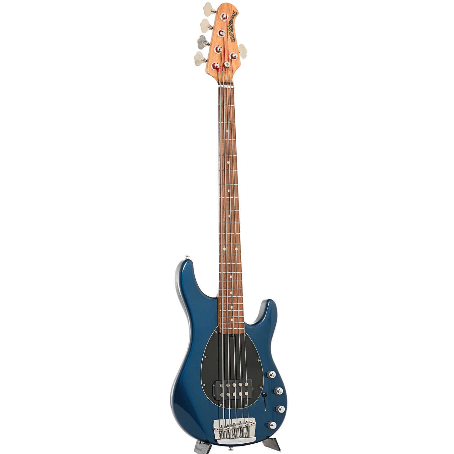 Full front and side of Ernie Ball Music Man Sterling 5 H Electric Bass (2019)