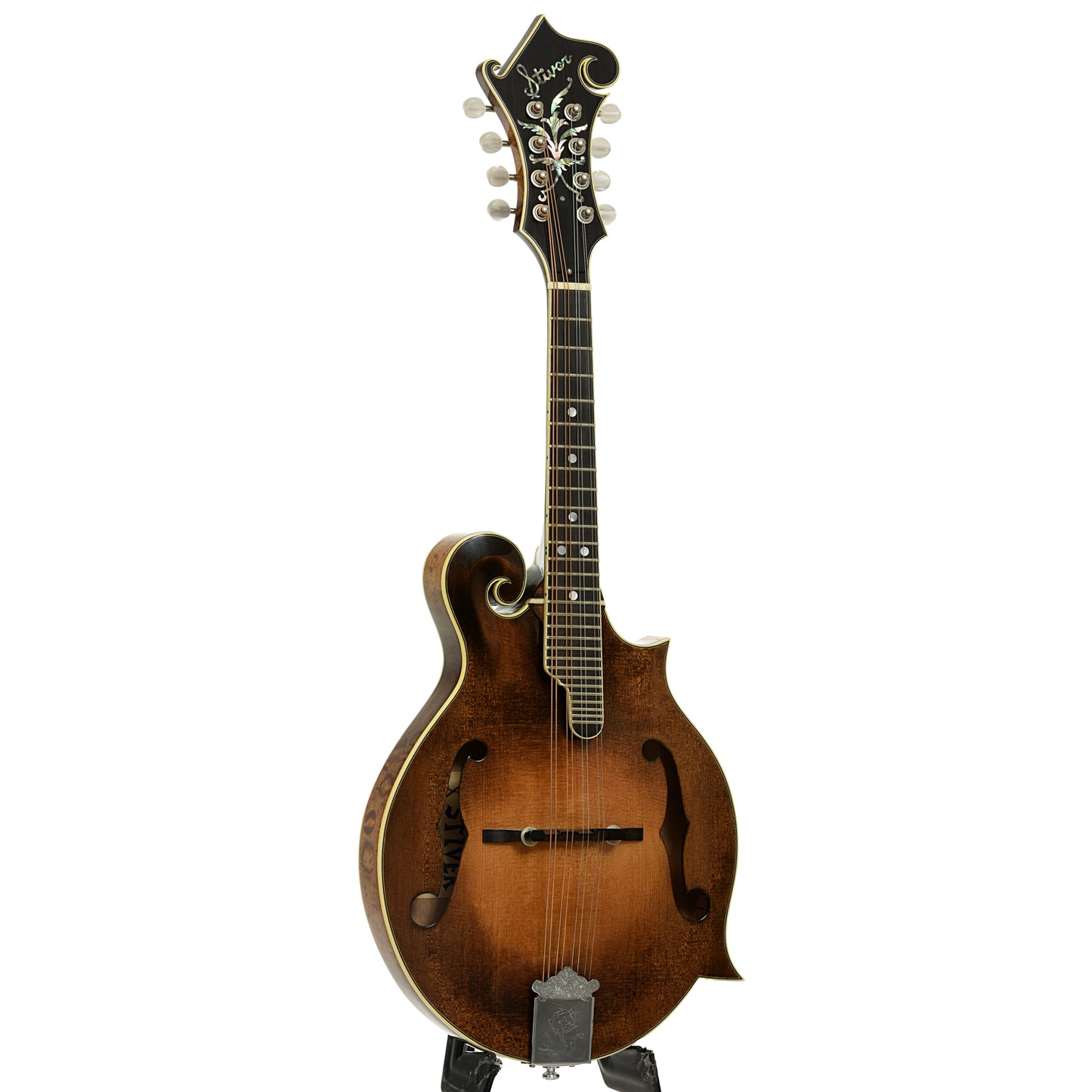 Full front and side of Stiver Model F Mandolin
