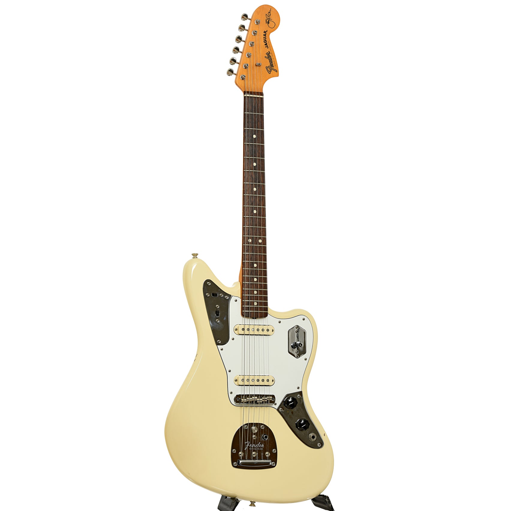 Full front and side of Fender Johnny Marr Jaguar Electric Guitar 