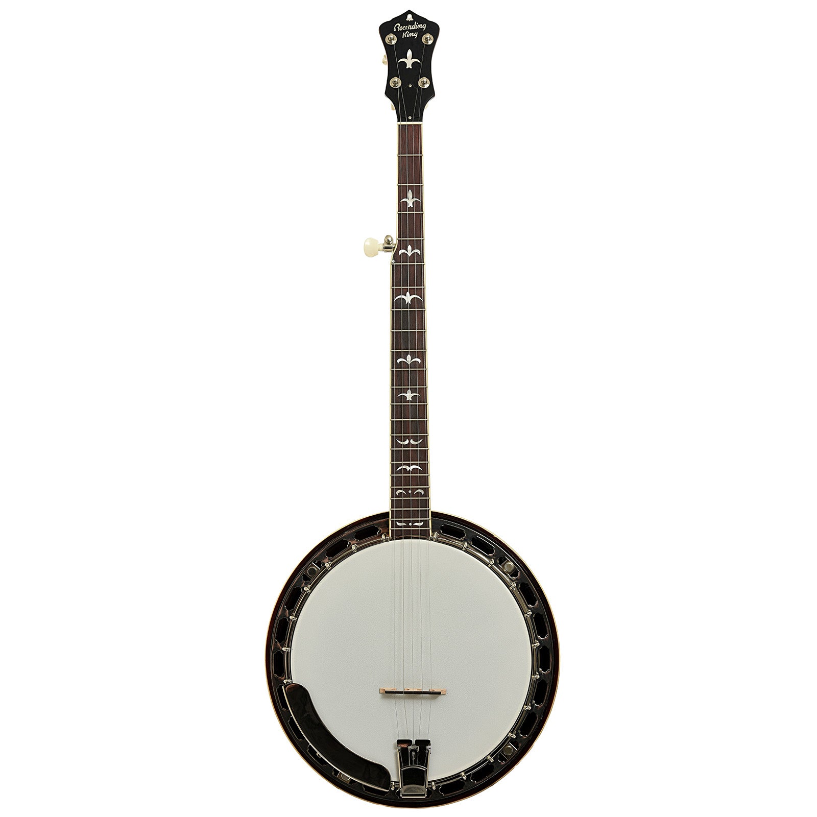 Full front of Recording King Madison Reso!nator Banjo, Mahogany