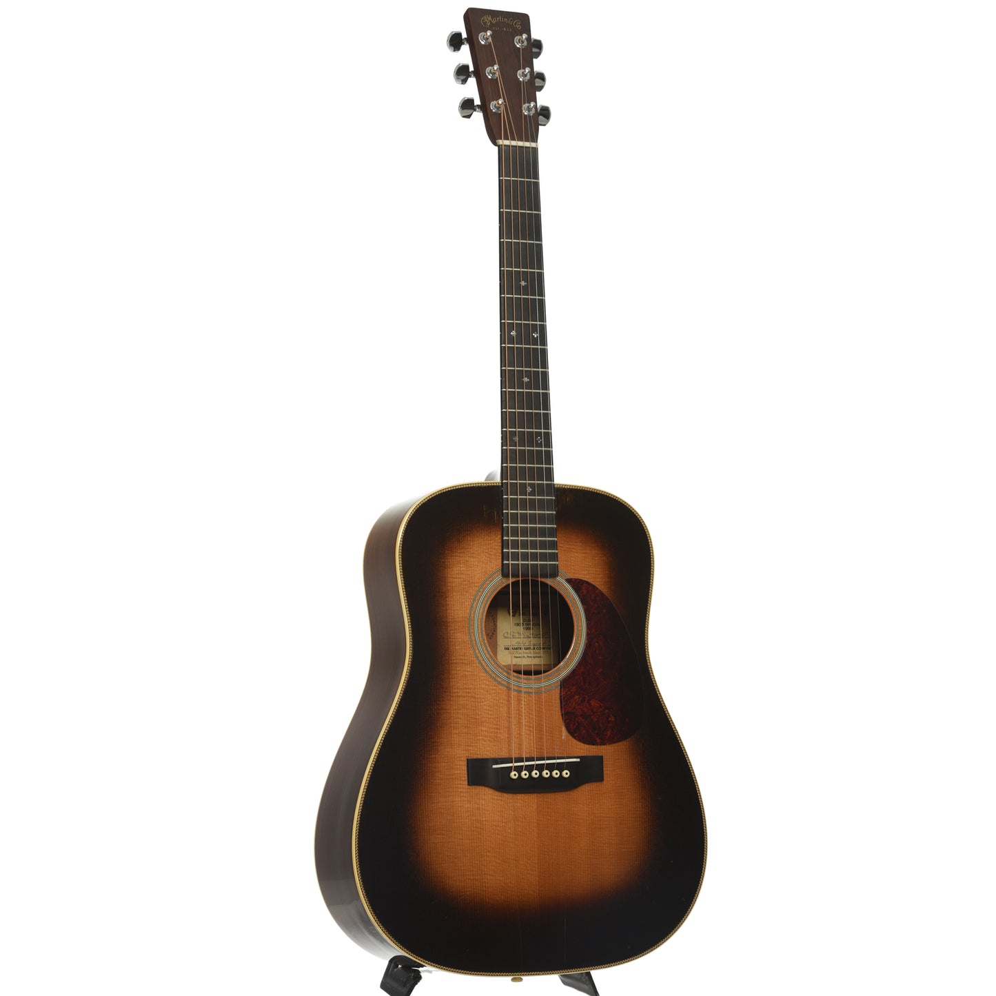 Full front and side of Martin D-28 1935 Special Sunburst Acoustic Guitar
