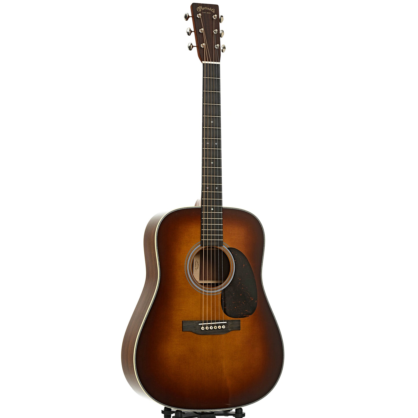 Full front and side of Martin HD-28 Ambertone Guitar & Case