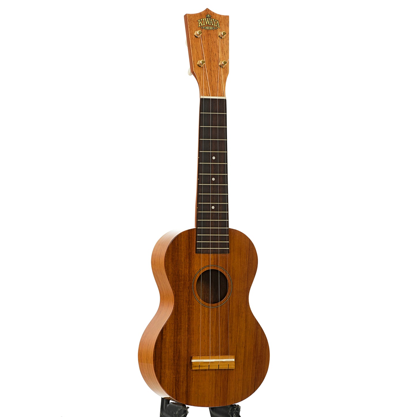 Full front and side of Kiwaya Eco Series KS-5 Koa Soprano Ukulele