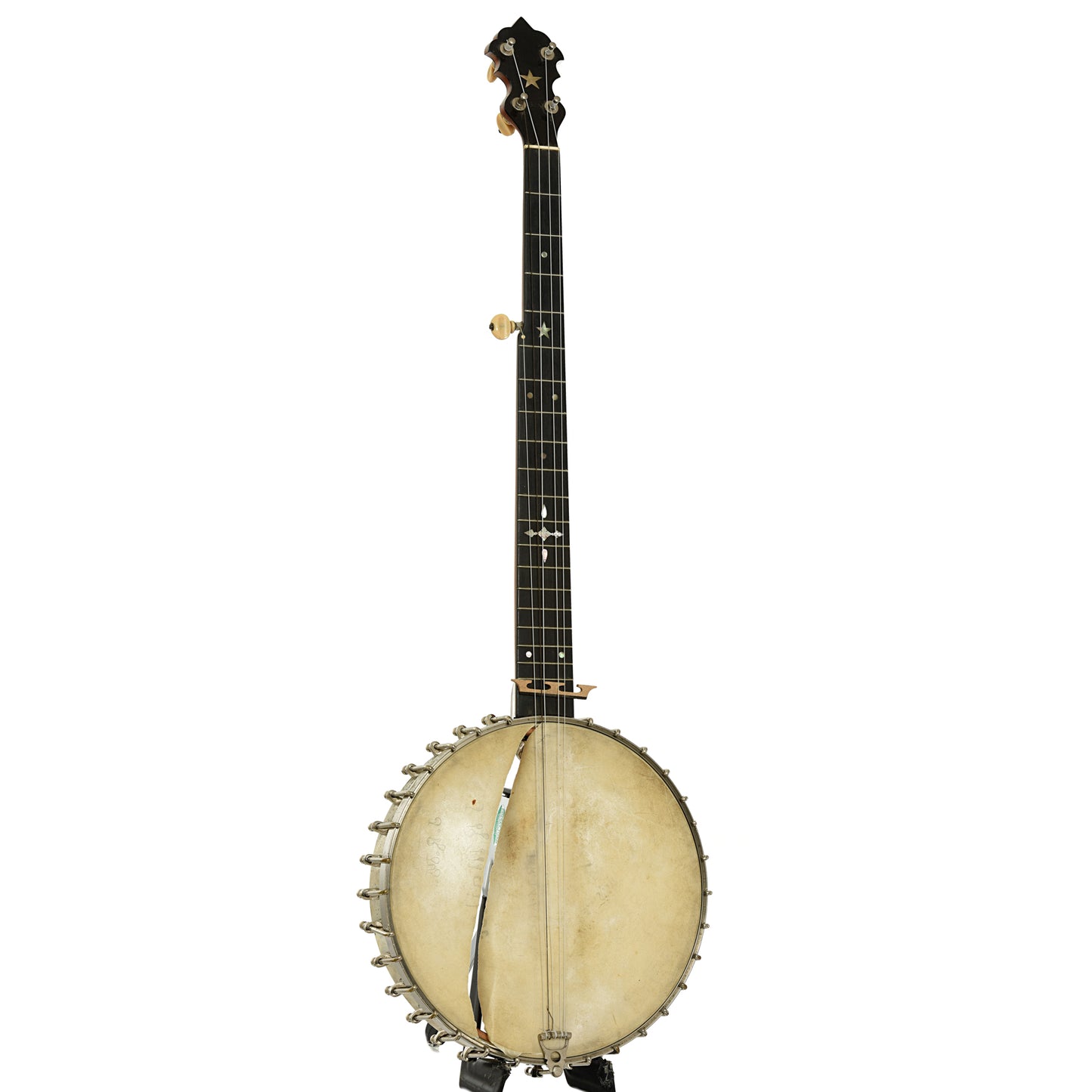 Full front and side of Haynes Bay State Model 325 Open Back Banjo