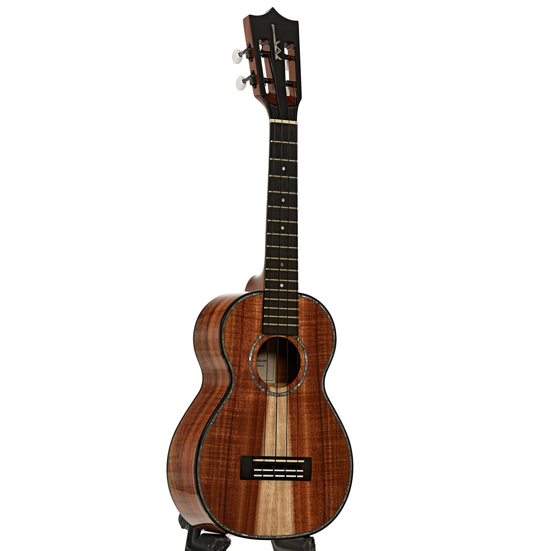 Full front and side of Kamaka HF-2 D2I Deluxe Concert Ukulele