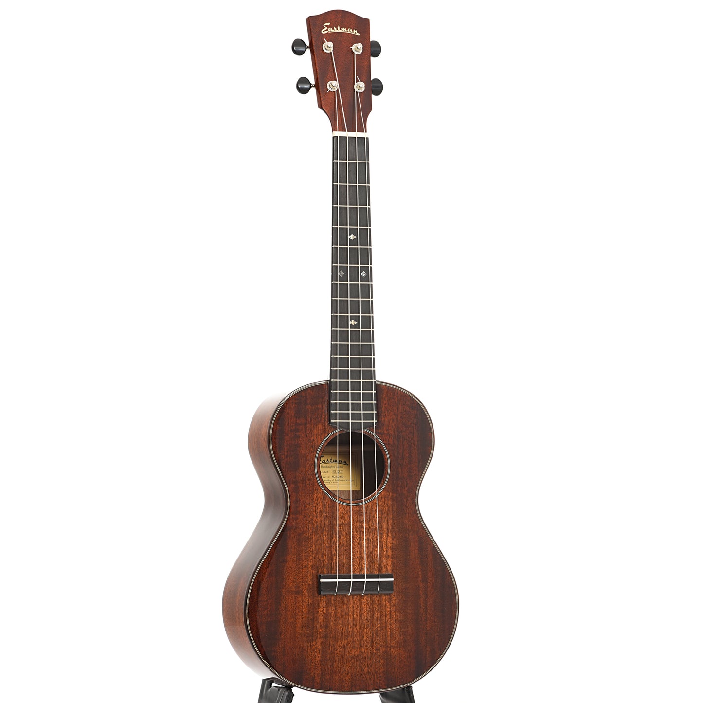 Full front and side of Eastman EU3T Tenor Ukulele