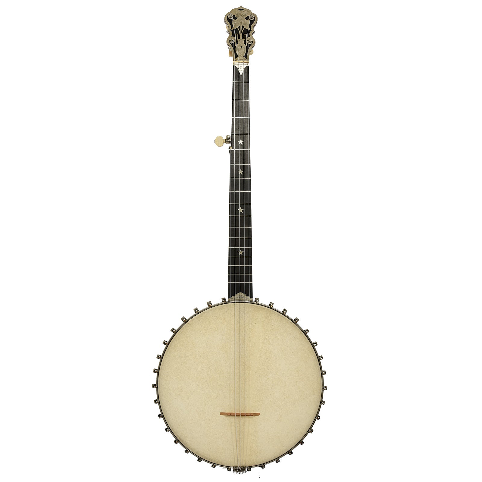 Full front of Victor Kraske Baxter's Model Open Back Banjo 