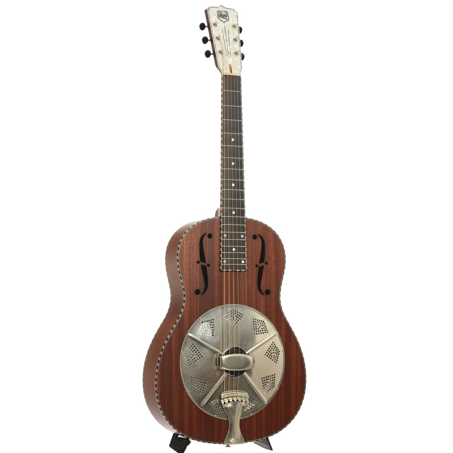 Full front and sideo fNational M2 Roundneck Resonator Acoustic Guitar