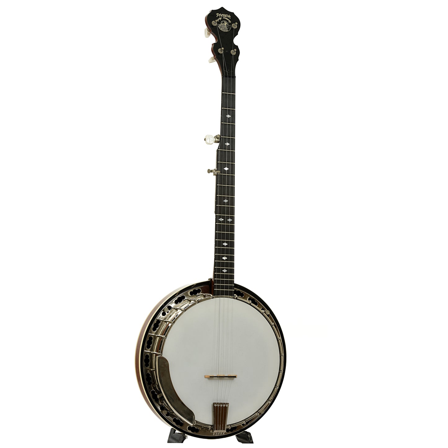 Full front and side of Deering Deluxe Resonator Banjo