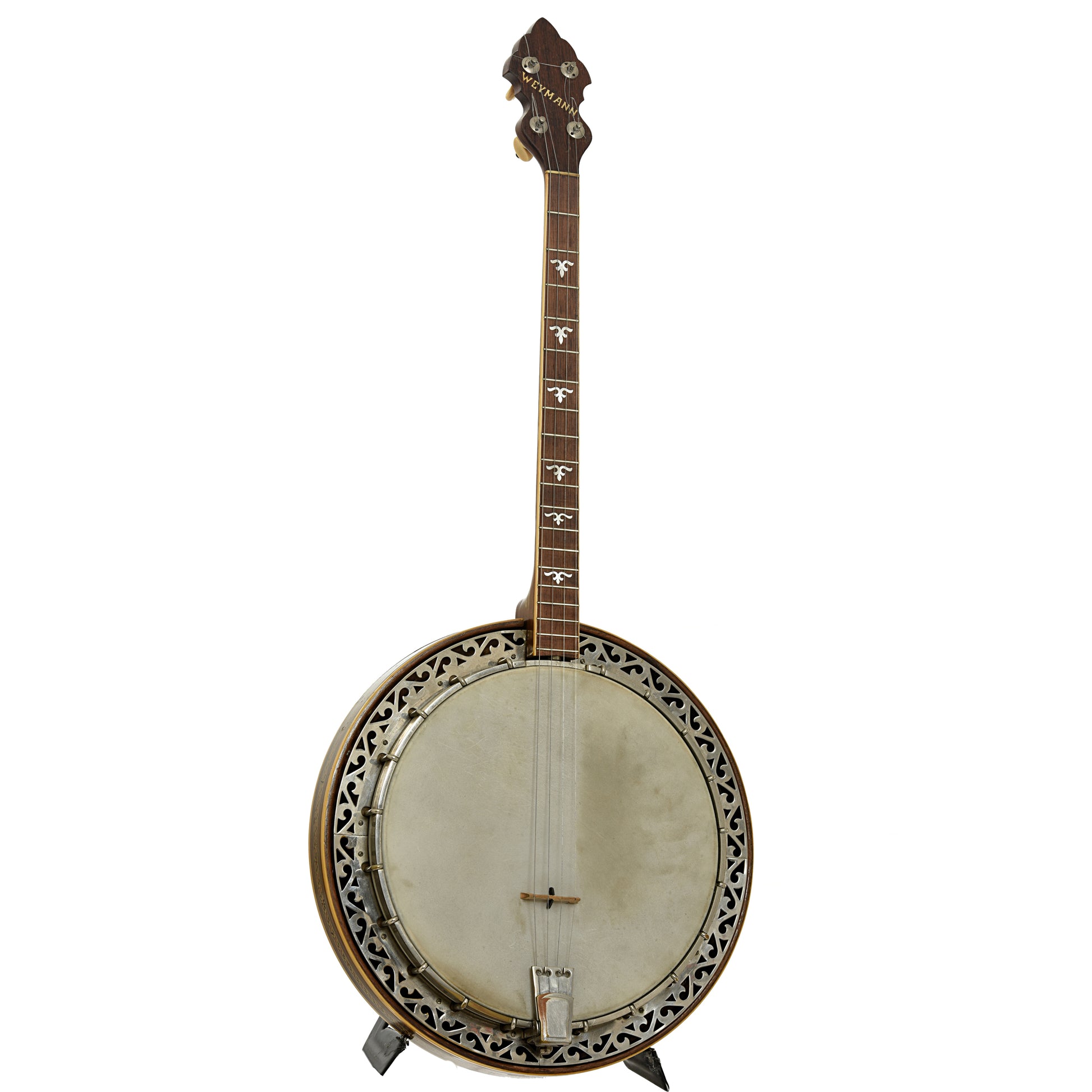 Full front and side of Weymann Style 85 Tenor Banjo