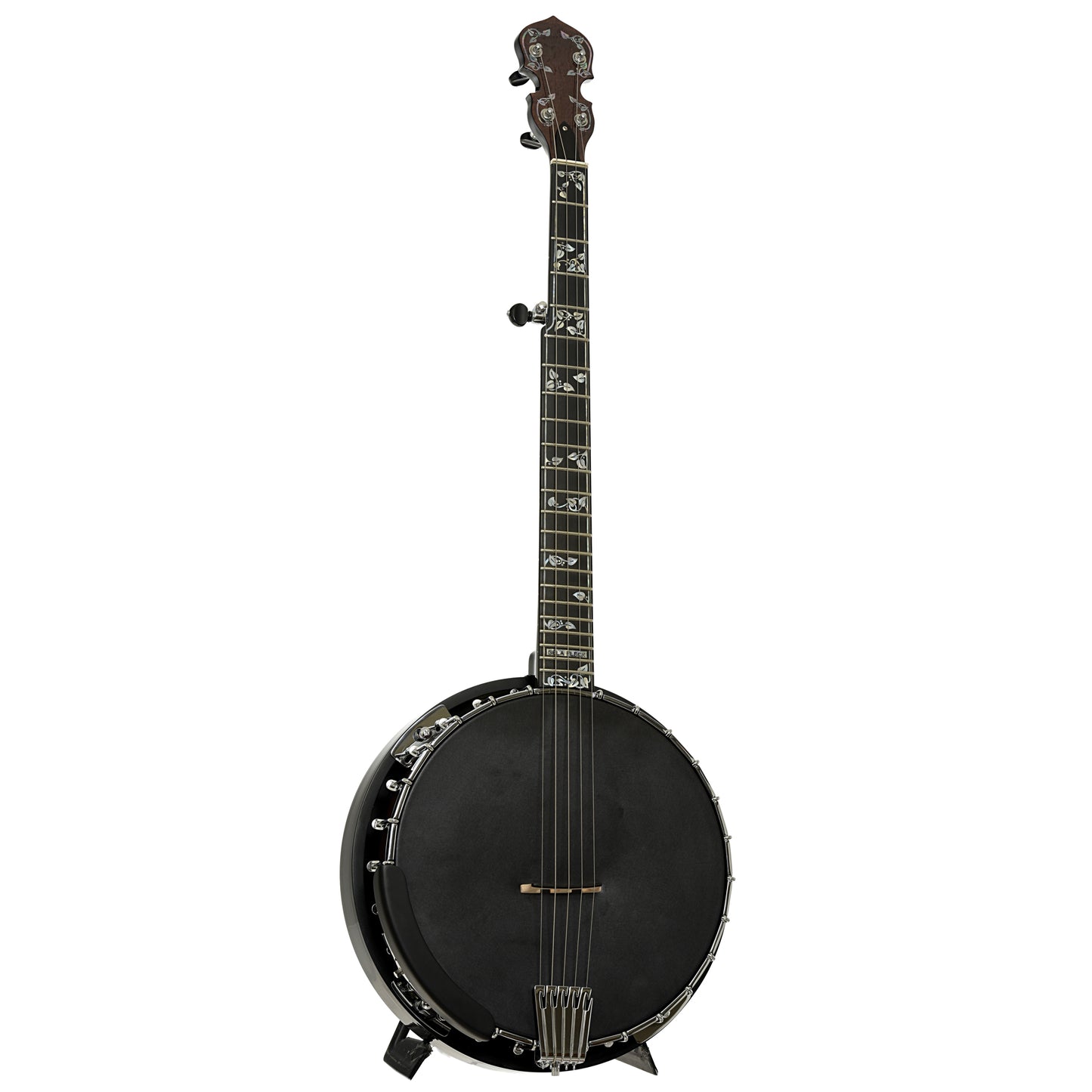 Full front and side of Gold Tone Mastertone New 2025 Specs ML-1 "Missing Link" Baritone Banjo