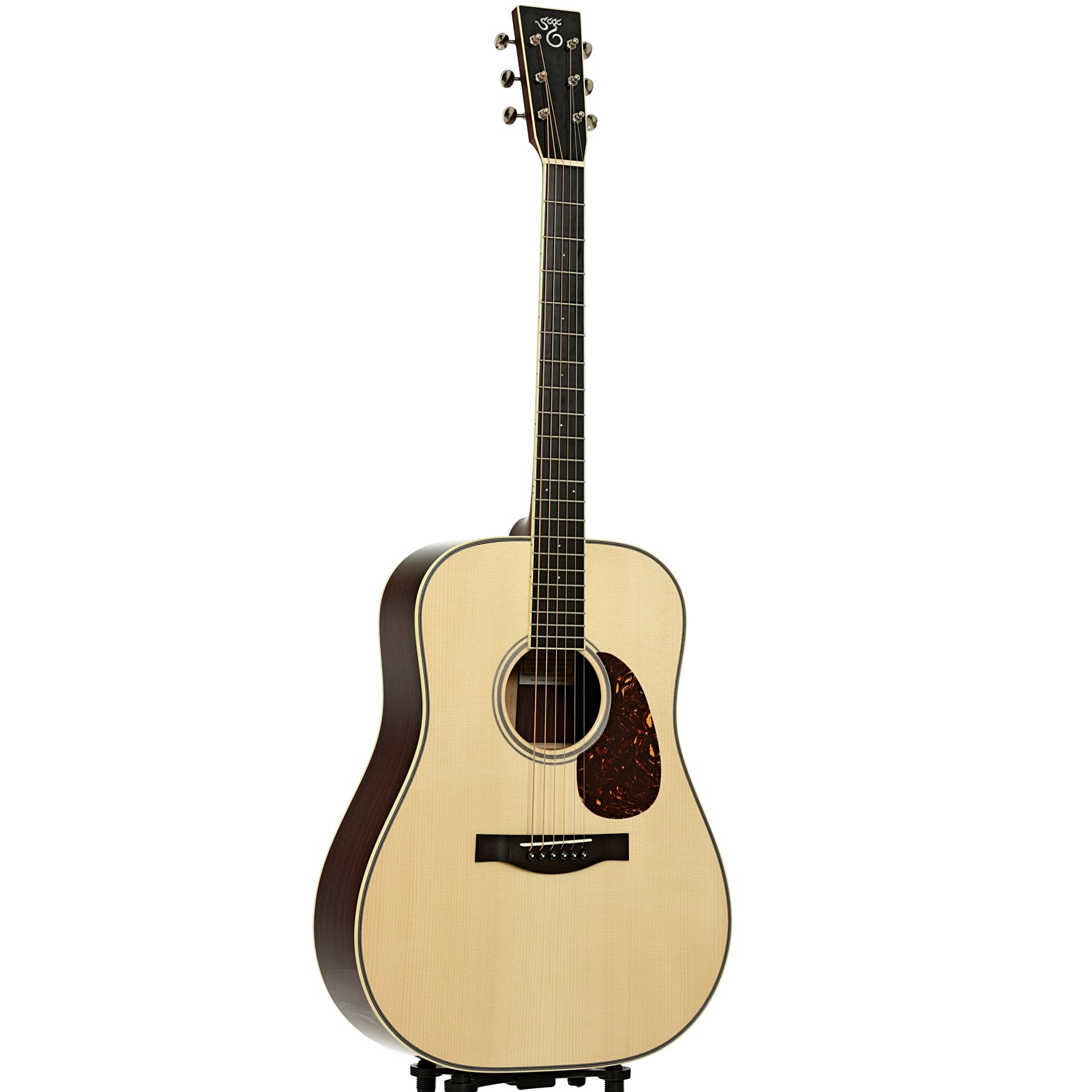 Full front and side of Santa Cruz Custom D Dreadnought Acoustic Guitar