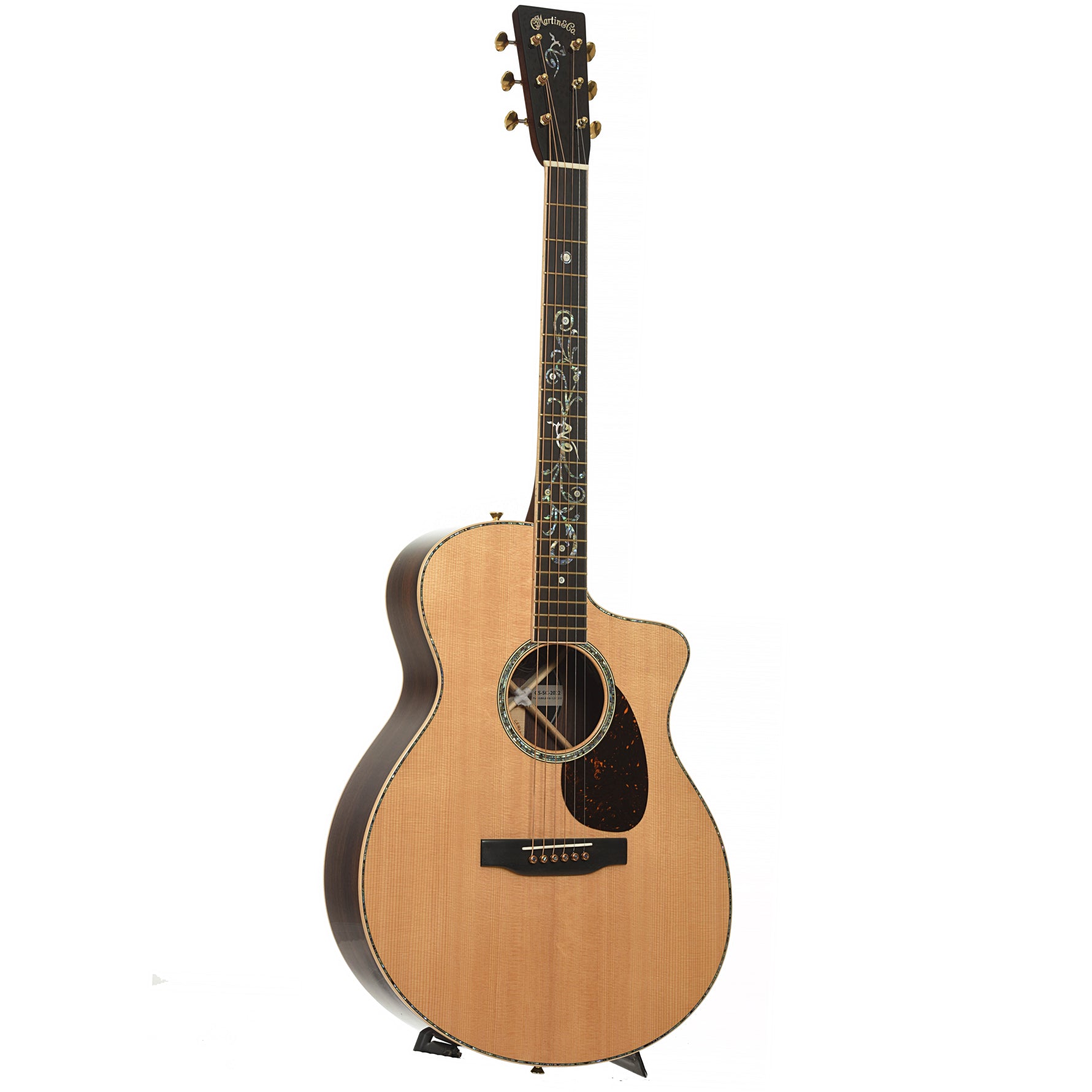 Full front and side of Martin Custom SC Cutaway Acoustic-Electric Guitar 
