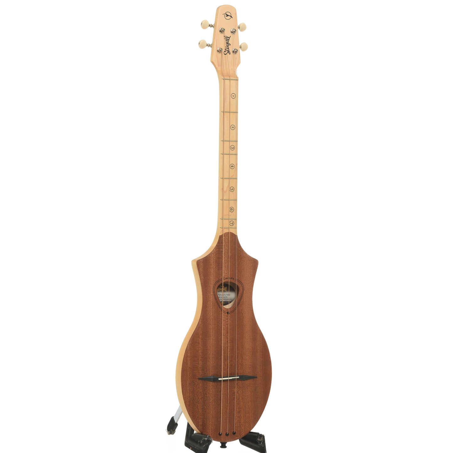 Full front and side of Seagull M4 "Merlin G" 4-String Diatonic Acoustic Instrument 