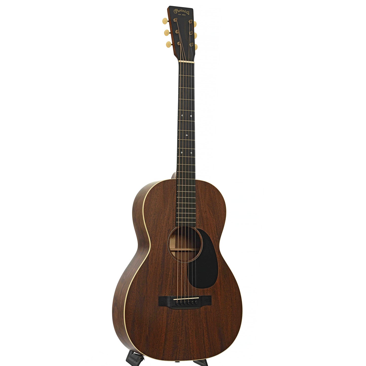 Full front and side of Martin Custom 0-17 Walnut