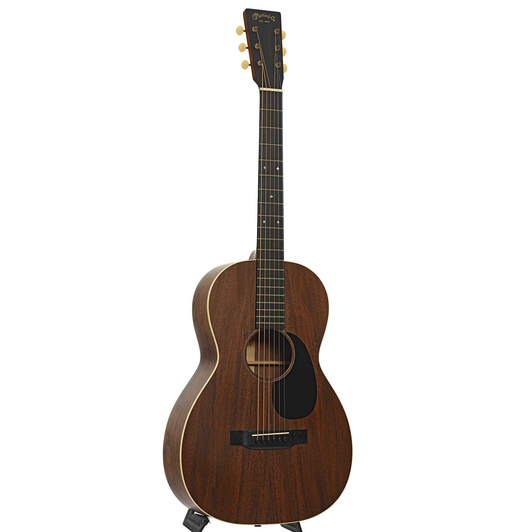 Full front and side of Martin Custom 0-17 Walnut