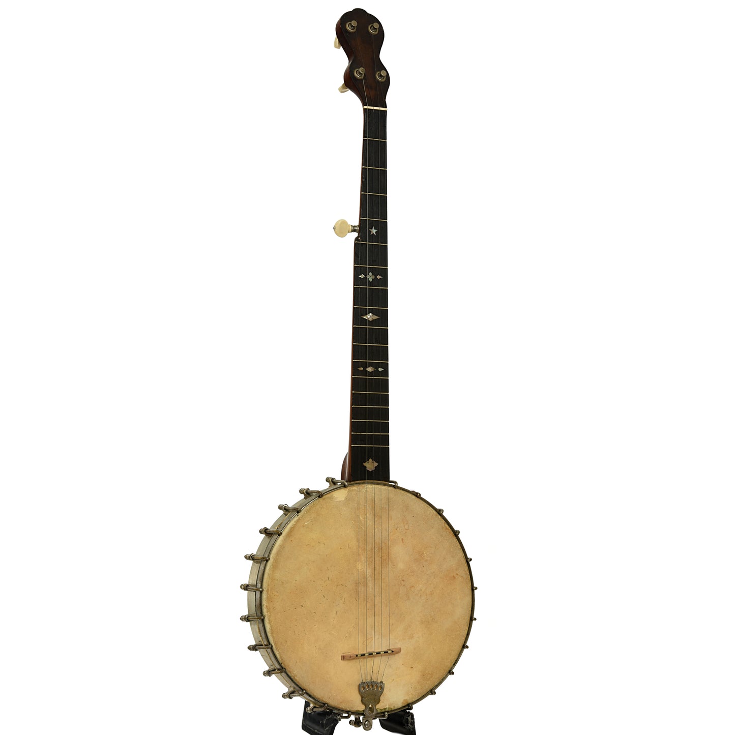 Full front and side of Geo. C. Dobson Victor Gem Openback Banjo 
