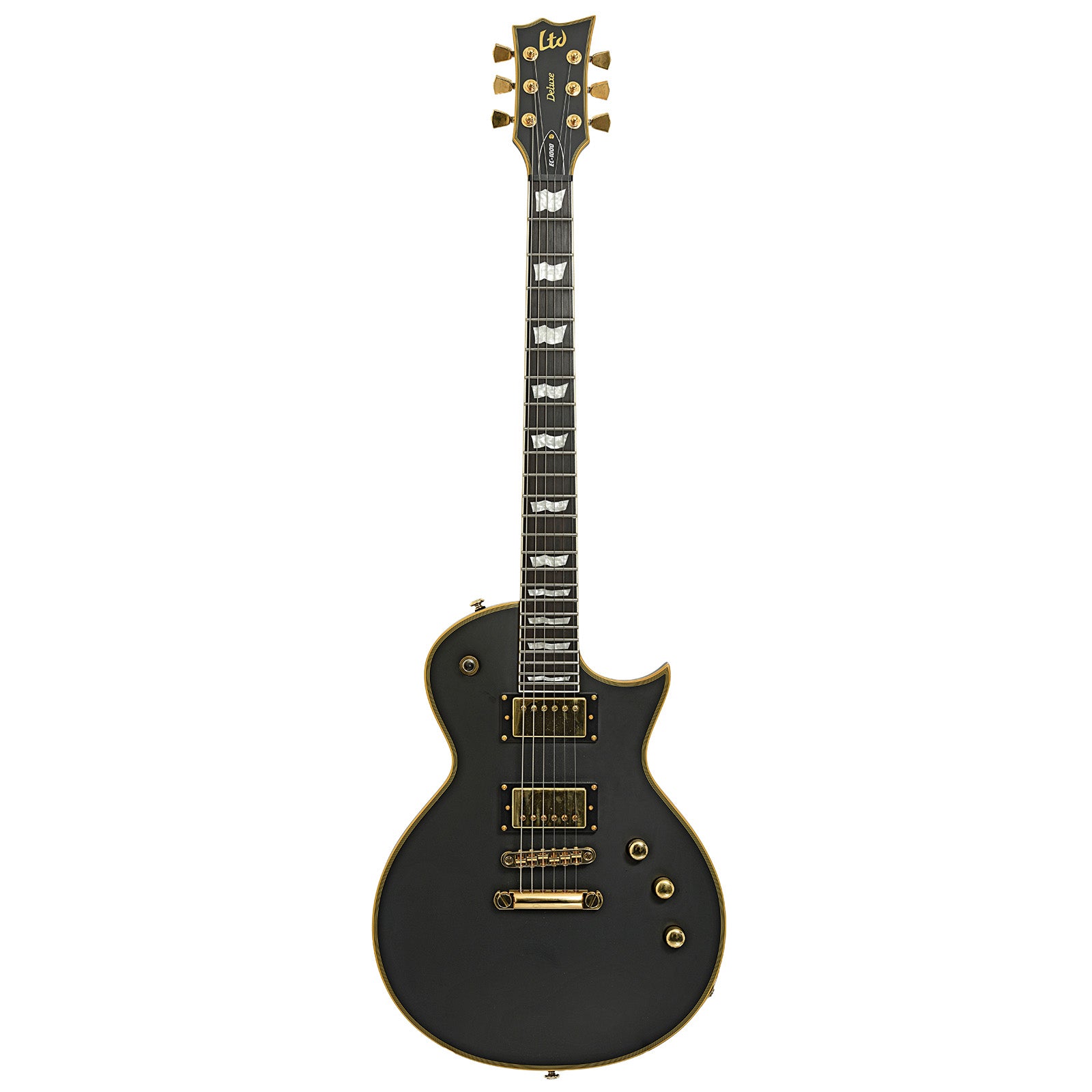 Full front of ESP LTD EC-1000 Electric Guitar, Vintage Black with Duncans