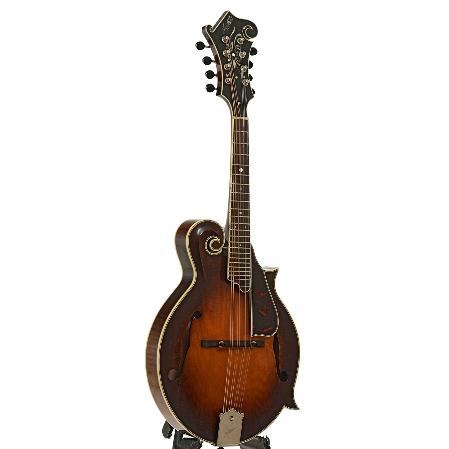 Front and side of Northfield Workshop NFB-F5E Master Model Big Mon Mandolin, Engelmann Top