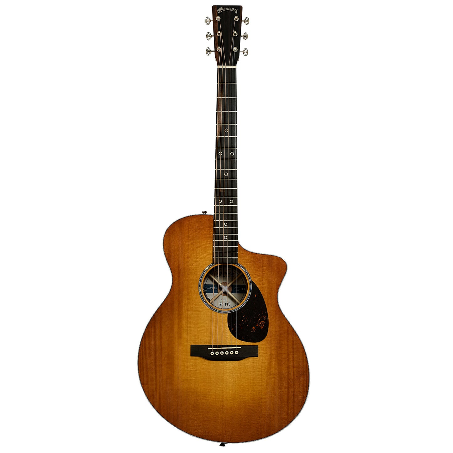 Full front of Martin SC-13E Modern Sunburst Road Series Acoustic Guitar 