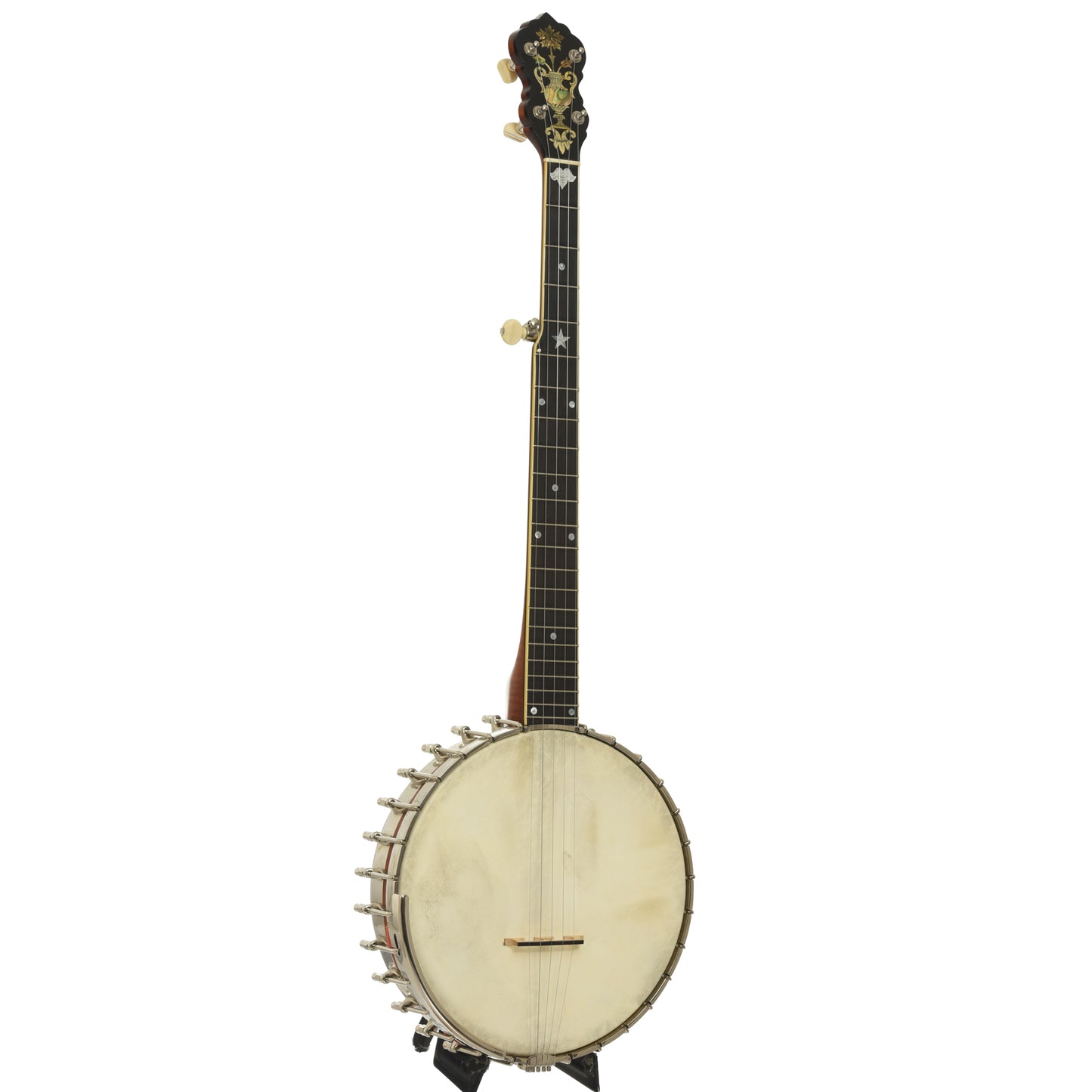 Full front and side of Mike Ramsey Tubaphone No.3 Open Back Banjo