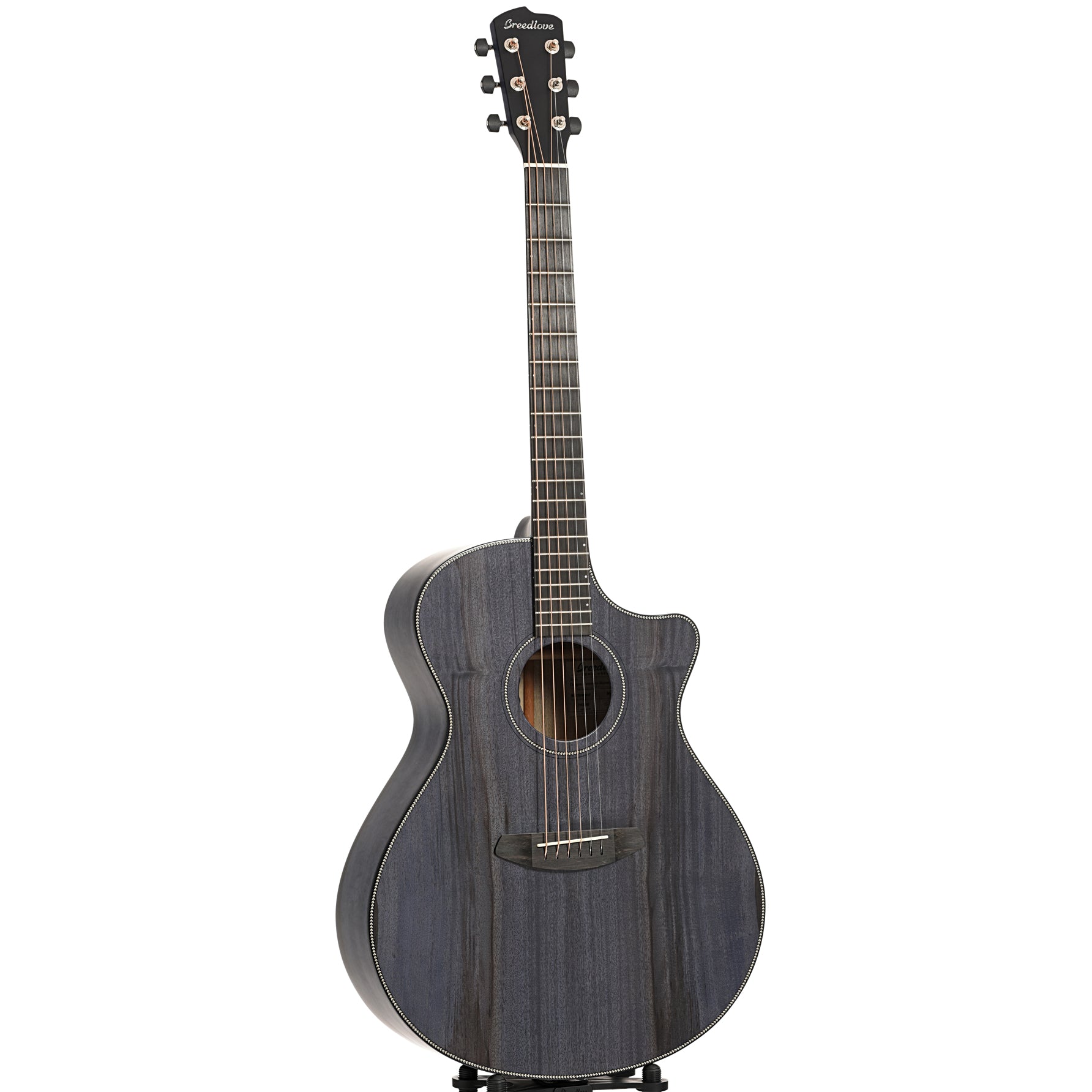 Full front and side of Breedlove Oregon Concerto Stormy Night CE Acoustic-Electric Guitar