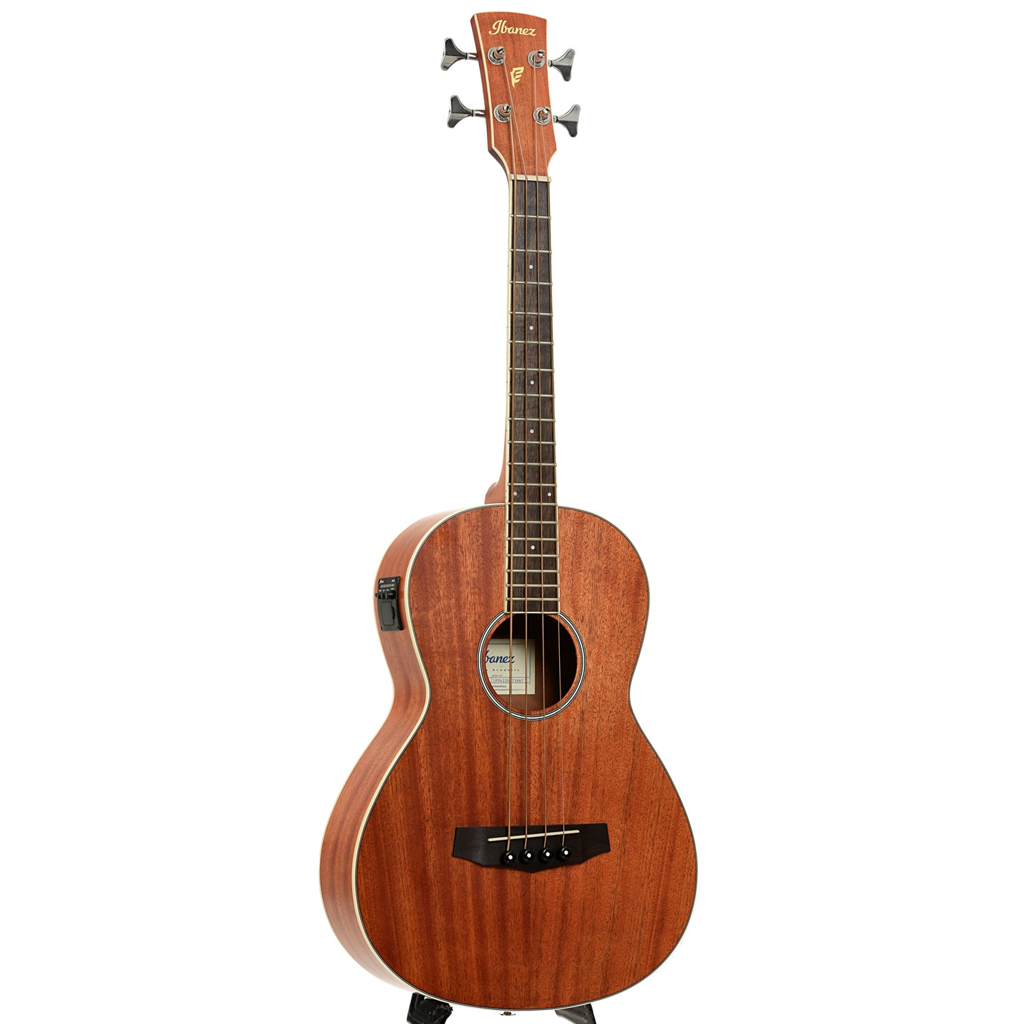 Full front and side of Ibanez PNB14E-OPN Acoustic-Electric Bass