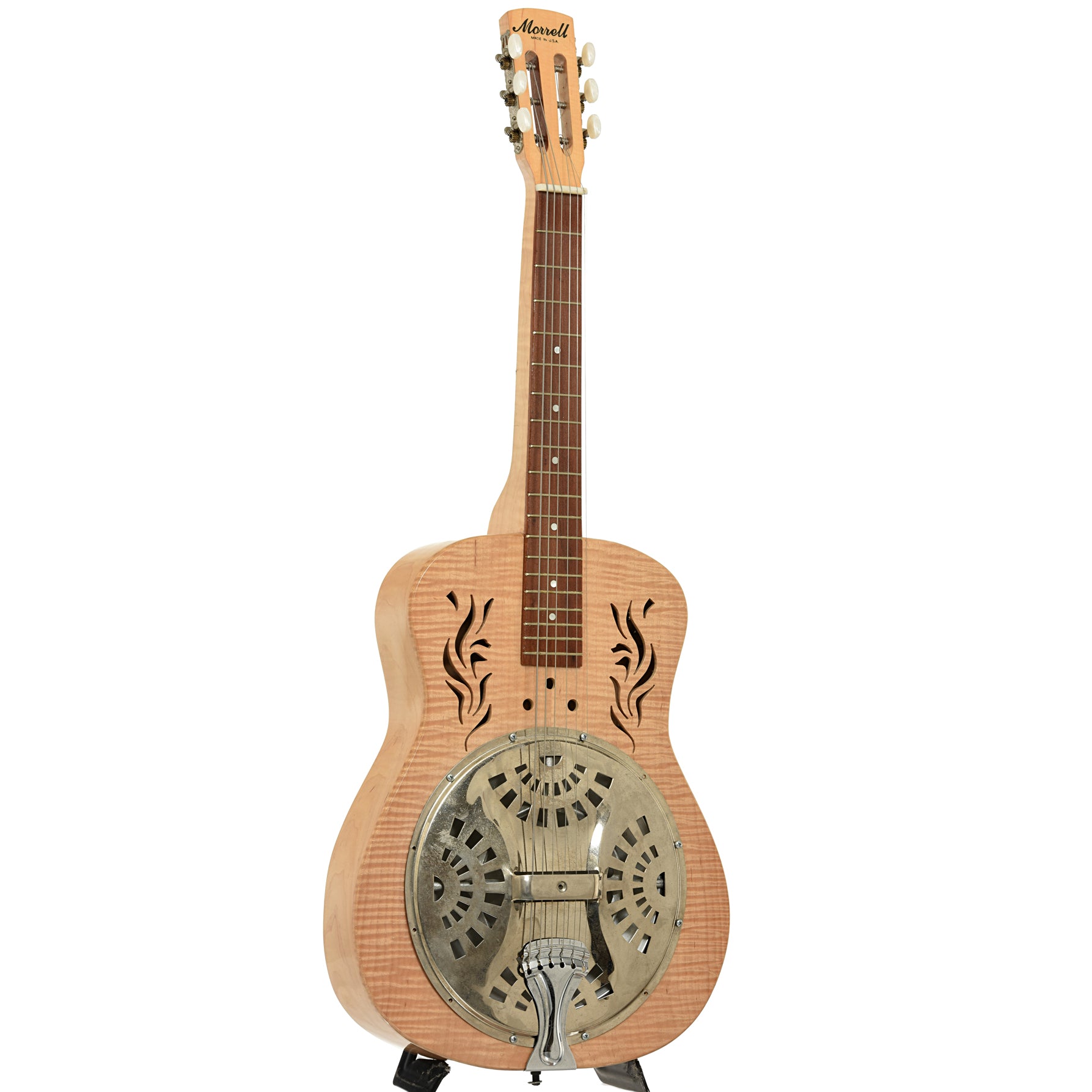 Full front and side of Morrell Square Neck Resonator Guitar