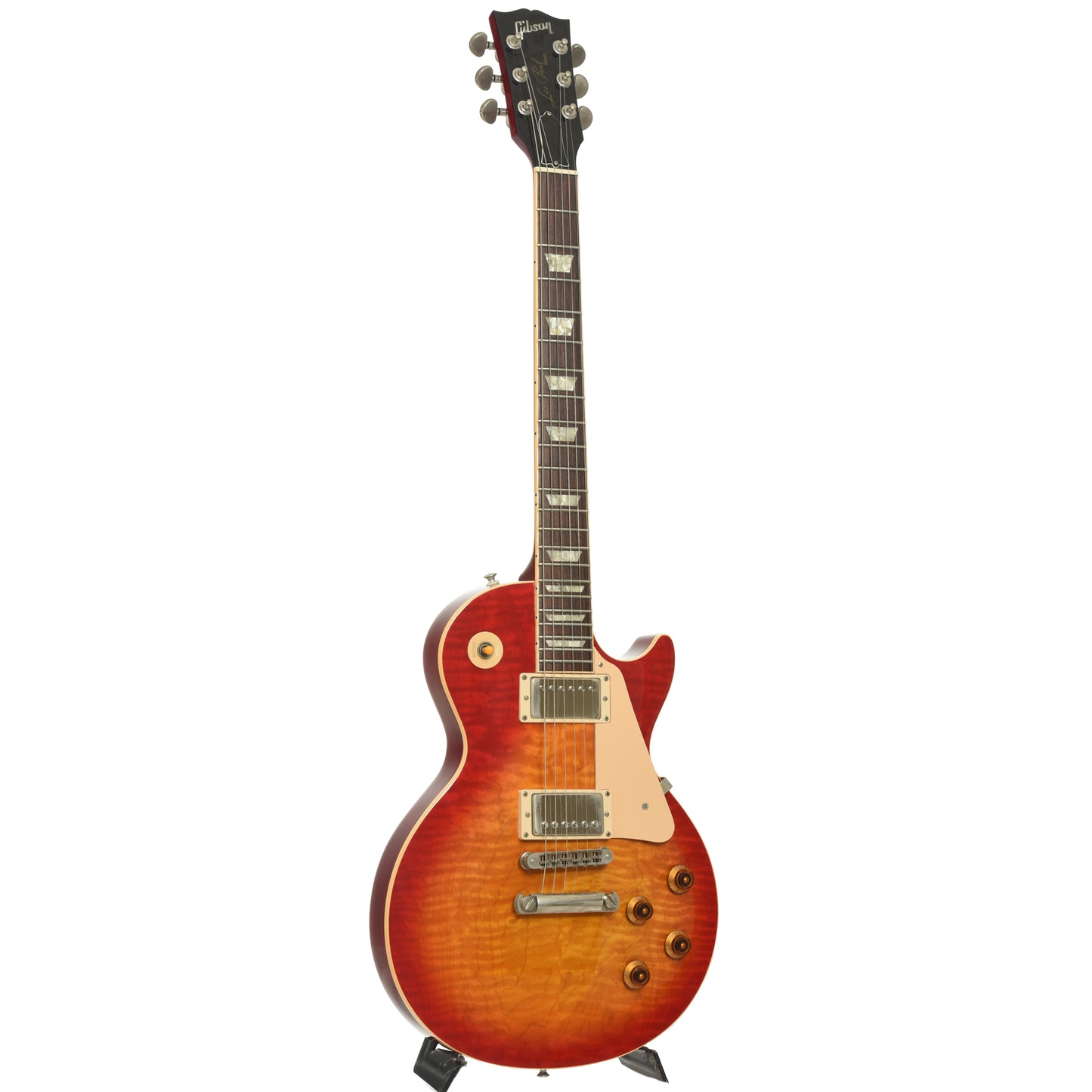 Fulll front and side of Gibson Les Paul Standard Plus Electric Guitar