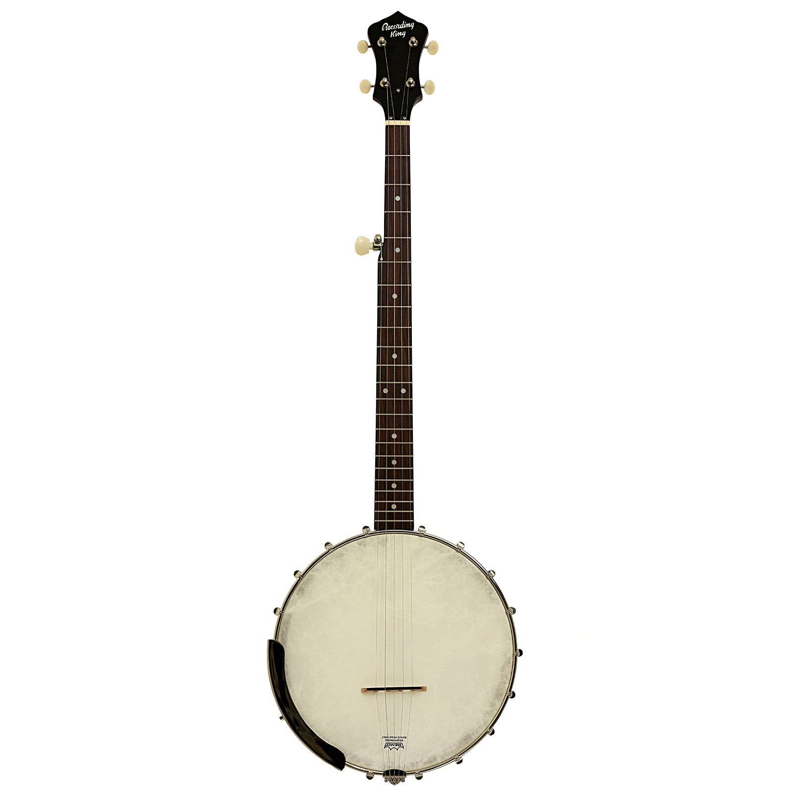 Full front of Recording King Dirty 30s Open Back Banjo Mahogany