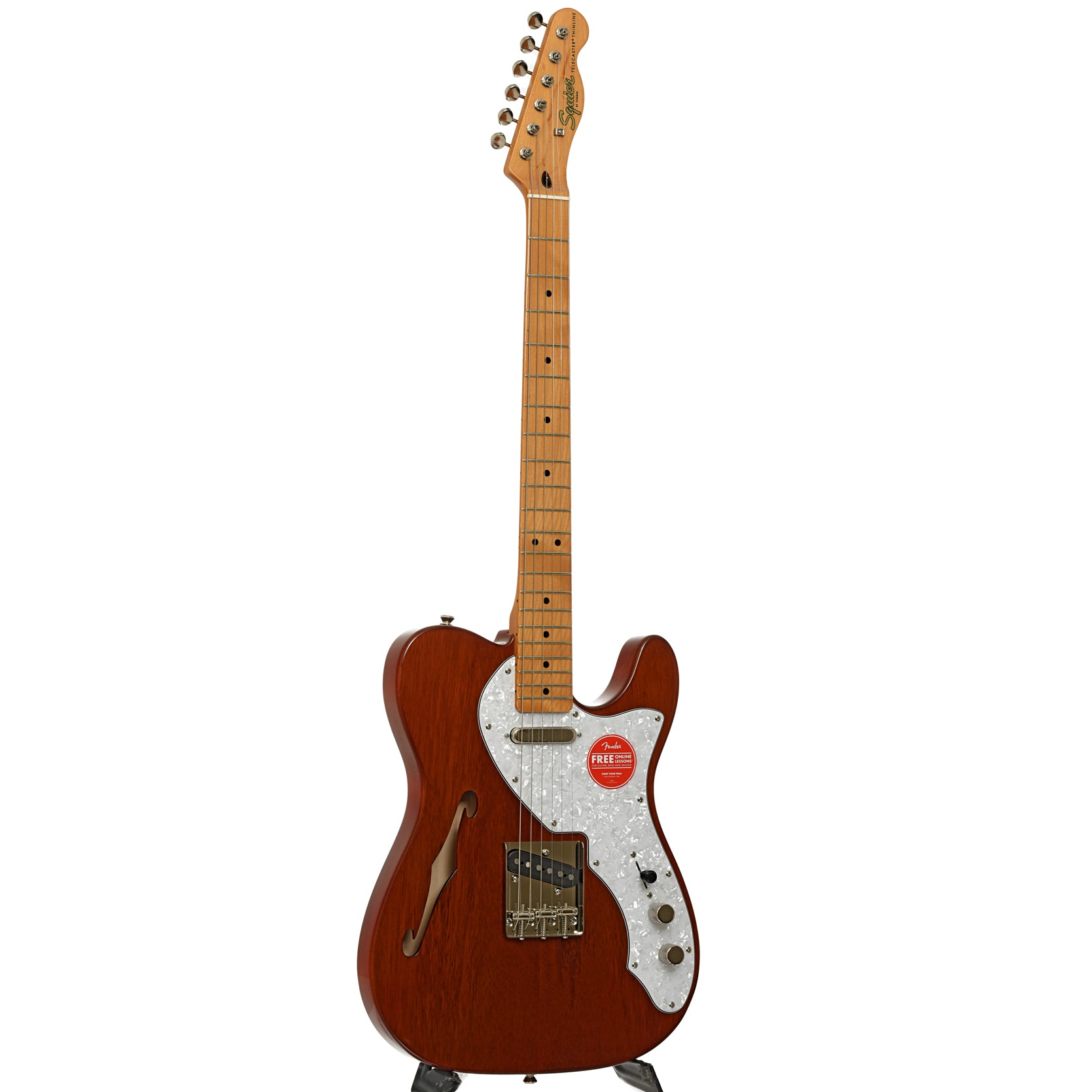 Full front and side of Squier Classic Vibe '60s Telecaster Thinline, Natural