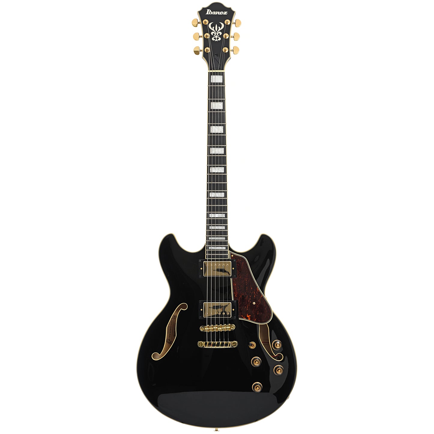 Full front of Ibanez Artcore Expressionist AS93BC Semi-hollowbody Electric Guitar, Black