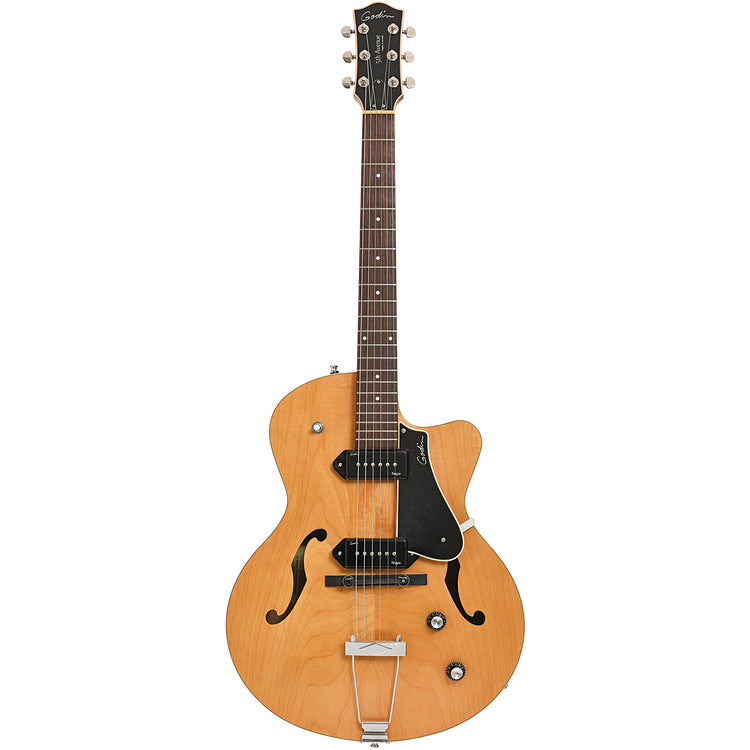 Full front of Godin 5th Avenue CW Kingpin II Natural Hollowbody