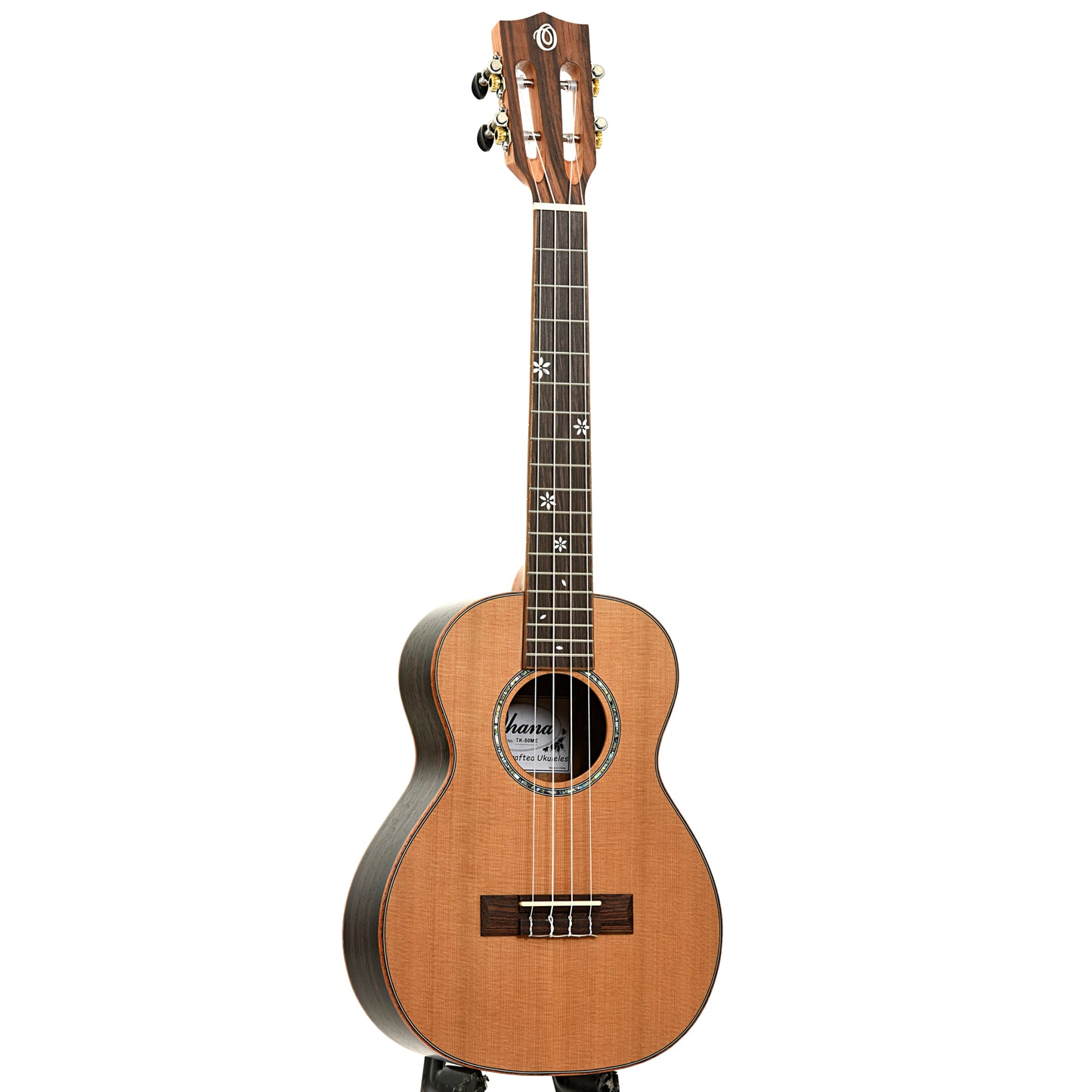 Full front and side of Ohana TK-50ME Tenor Ukulele
