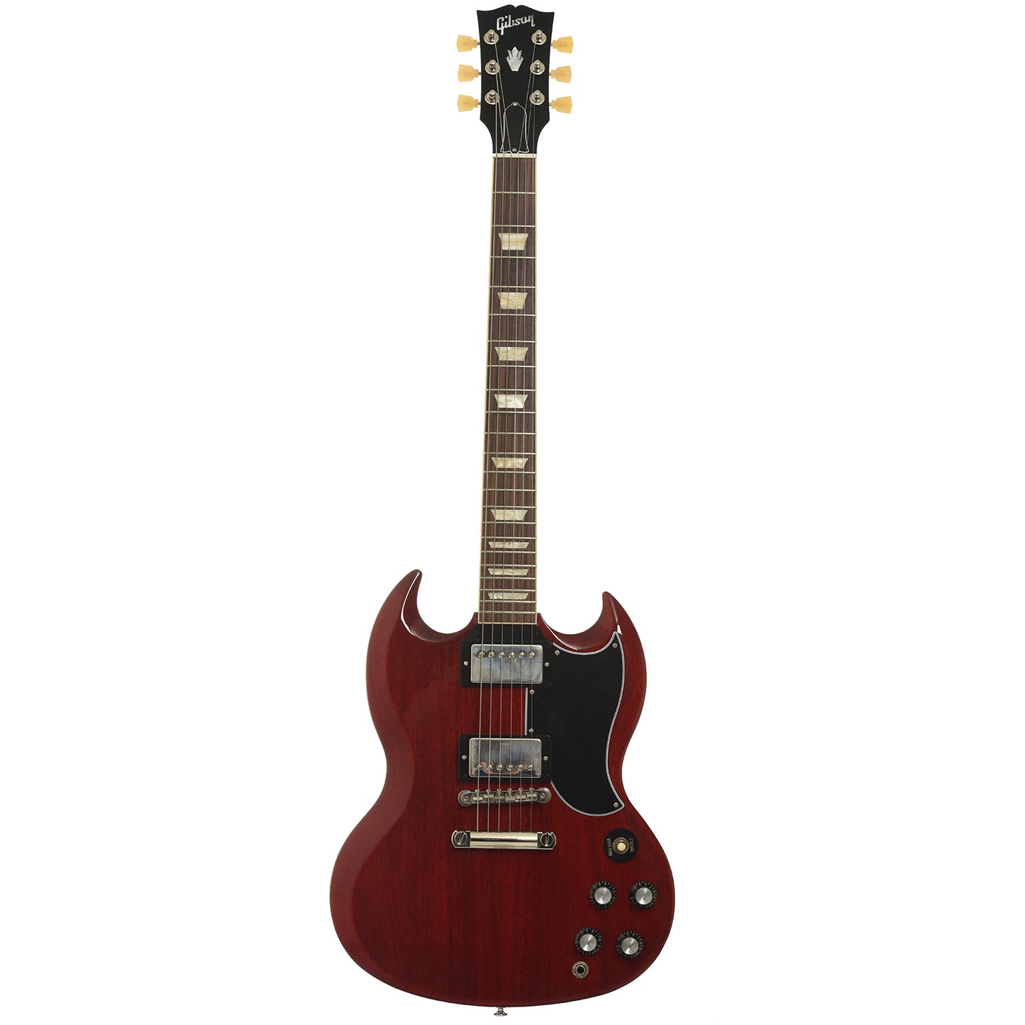 Full front of Gibson SG Standard 61 Stop Bar Electric Guitar & Case, Heritage Cherry 