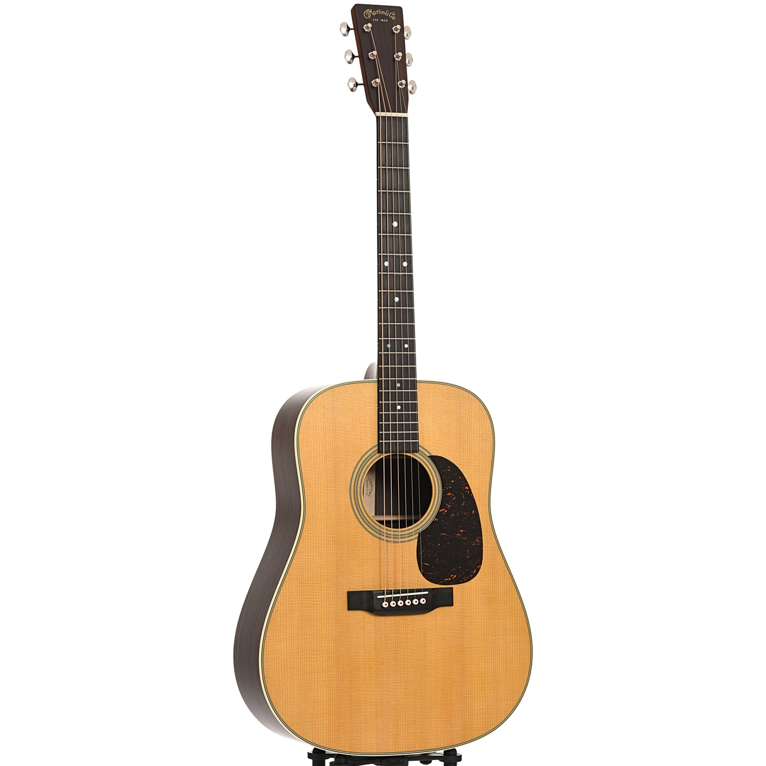 Full front and side of Martin D-28 Satin Acoustic