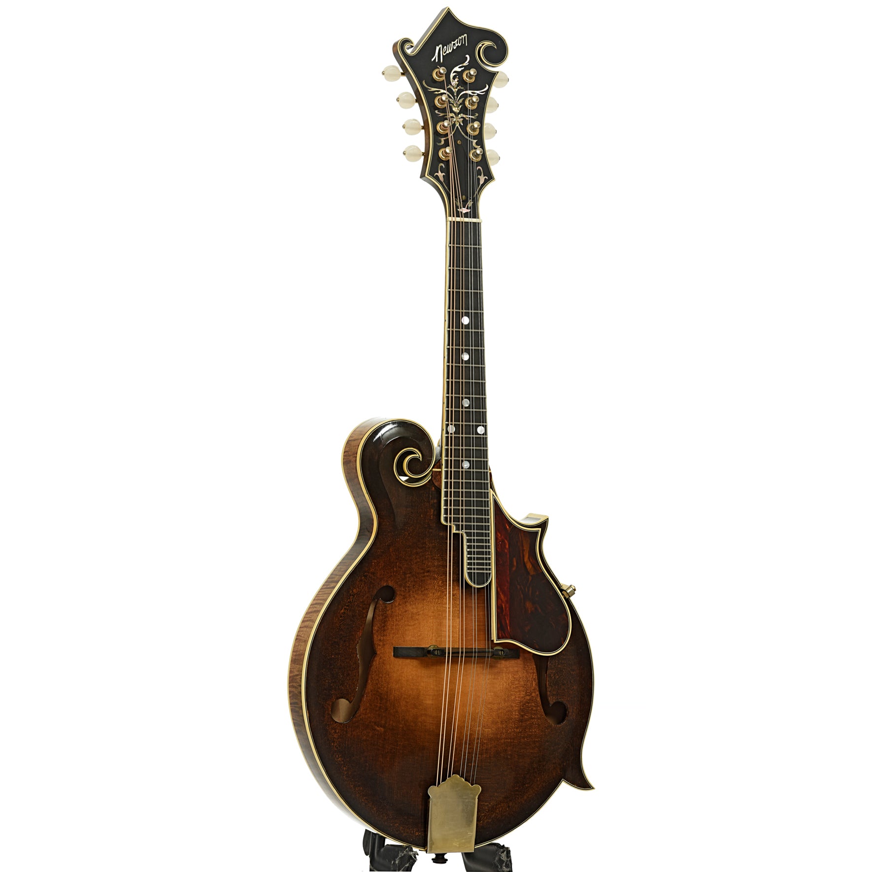 Full front and side of Newson F-5 Fern Mandolin 
