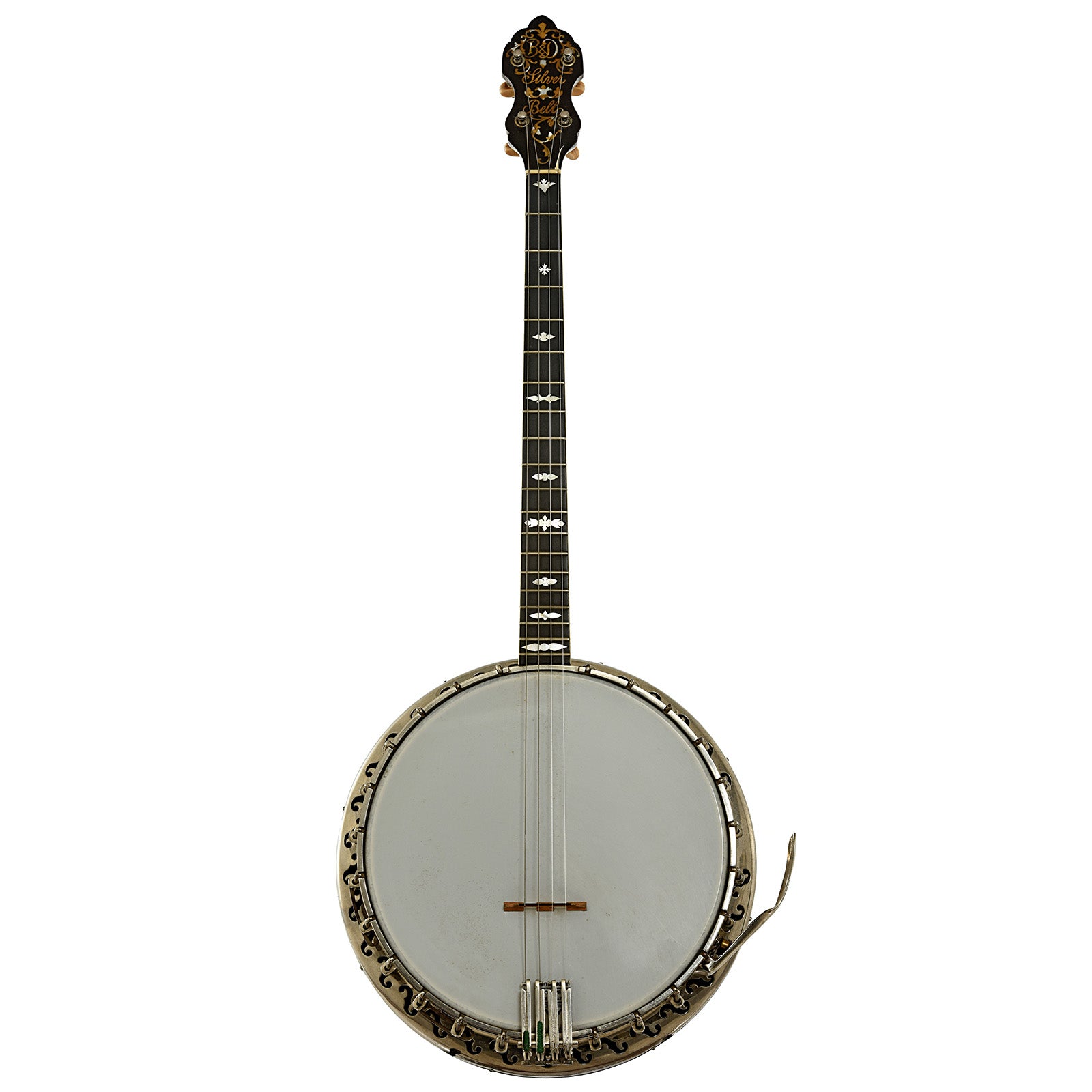 Full front of Bacon & Day Silver Bell No.1 Tenor Banjo 