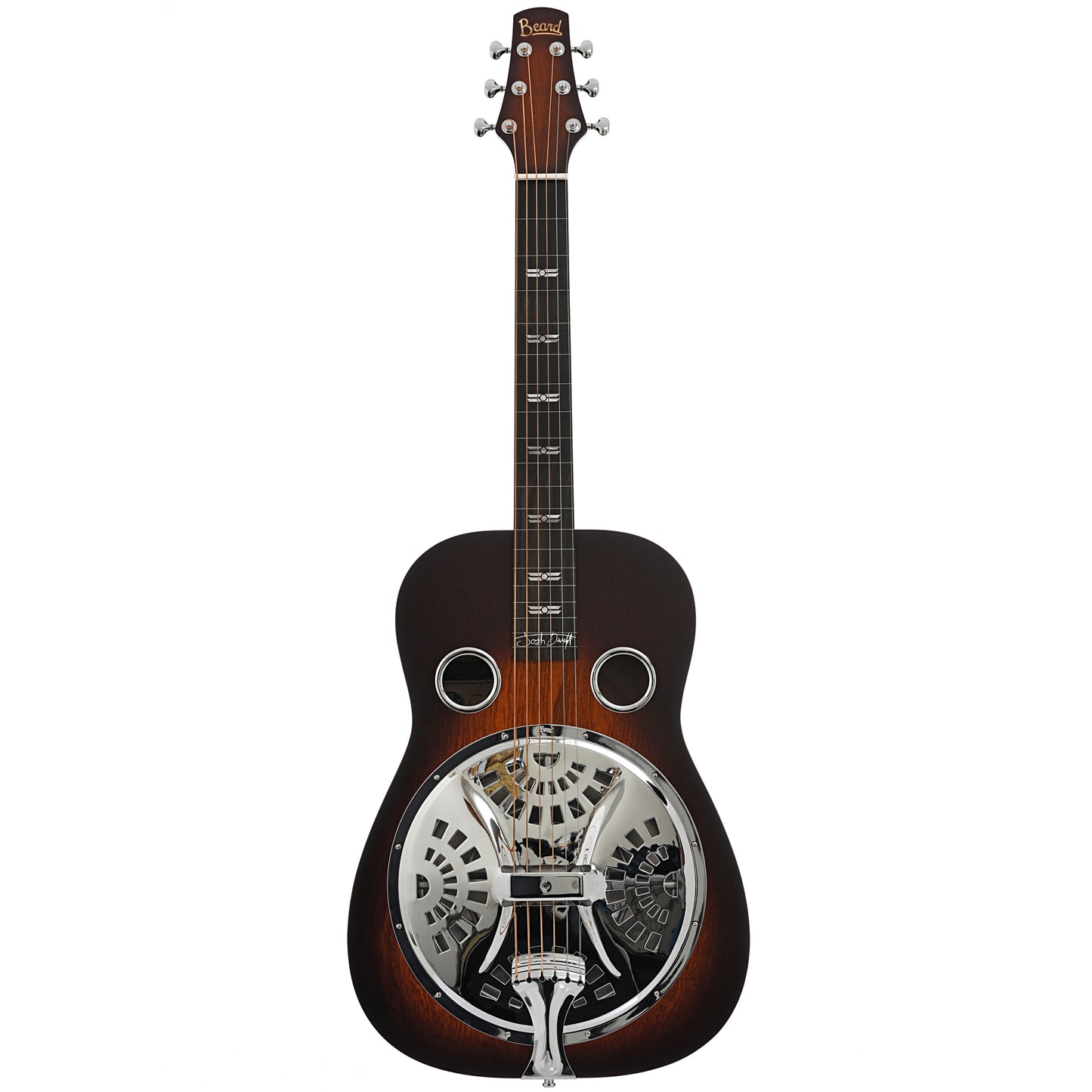 Full front of Beard Josh Swift Standard Squareneck Resonator Guitar with Signature Inlays