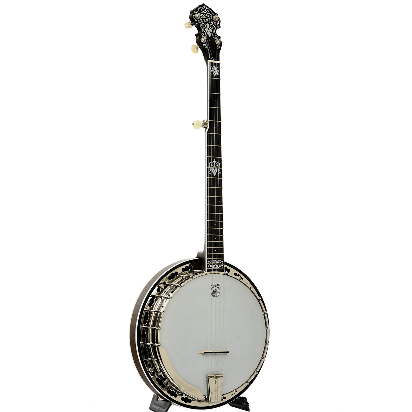Full front and side of Deering John Hartford Banjo