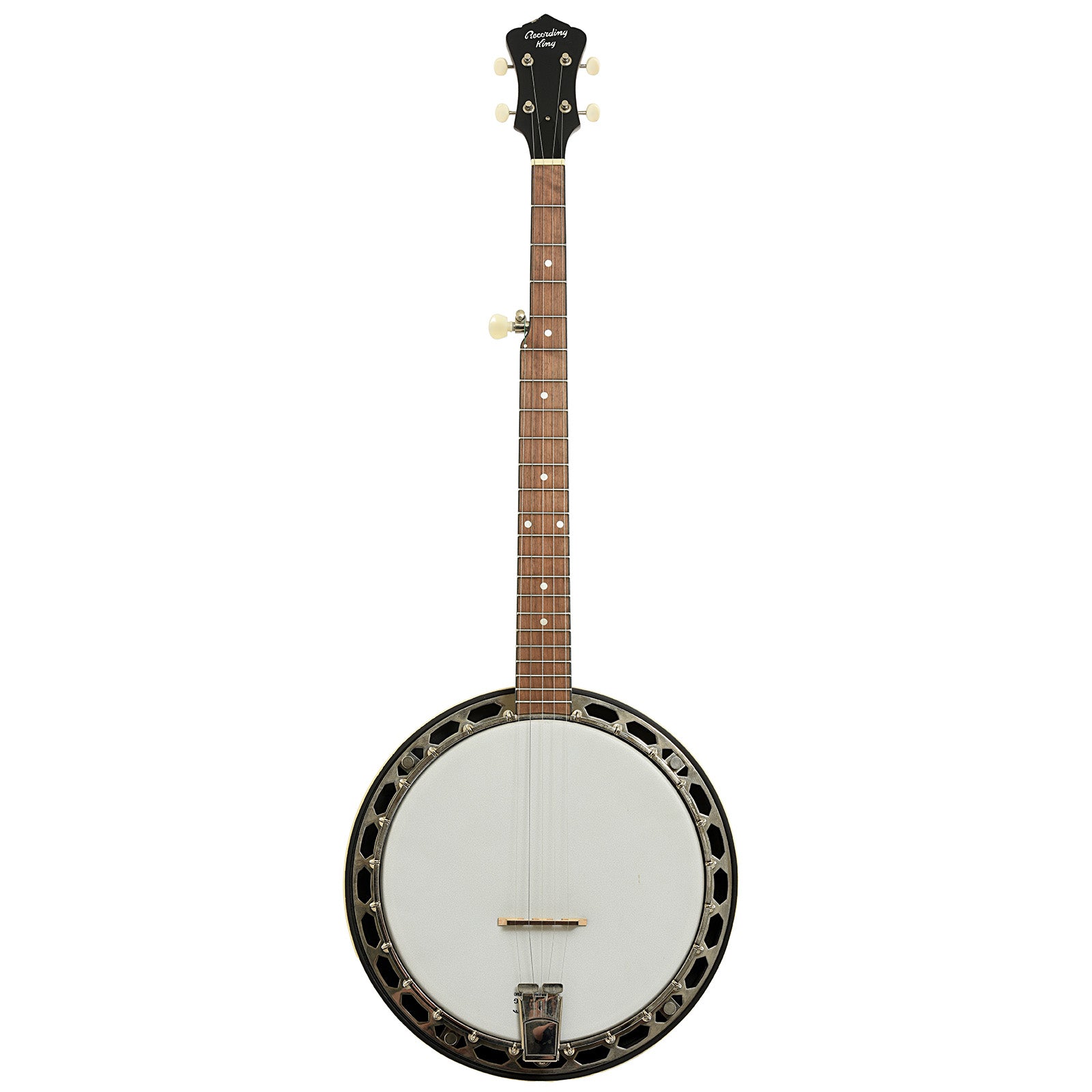 Full front of Recording King RKH-05 Dirty 30s Resonator Banjo
