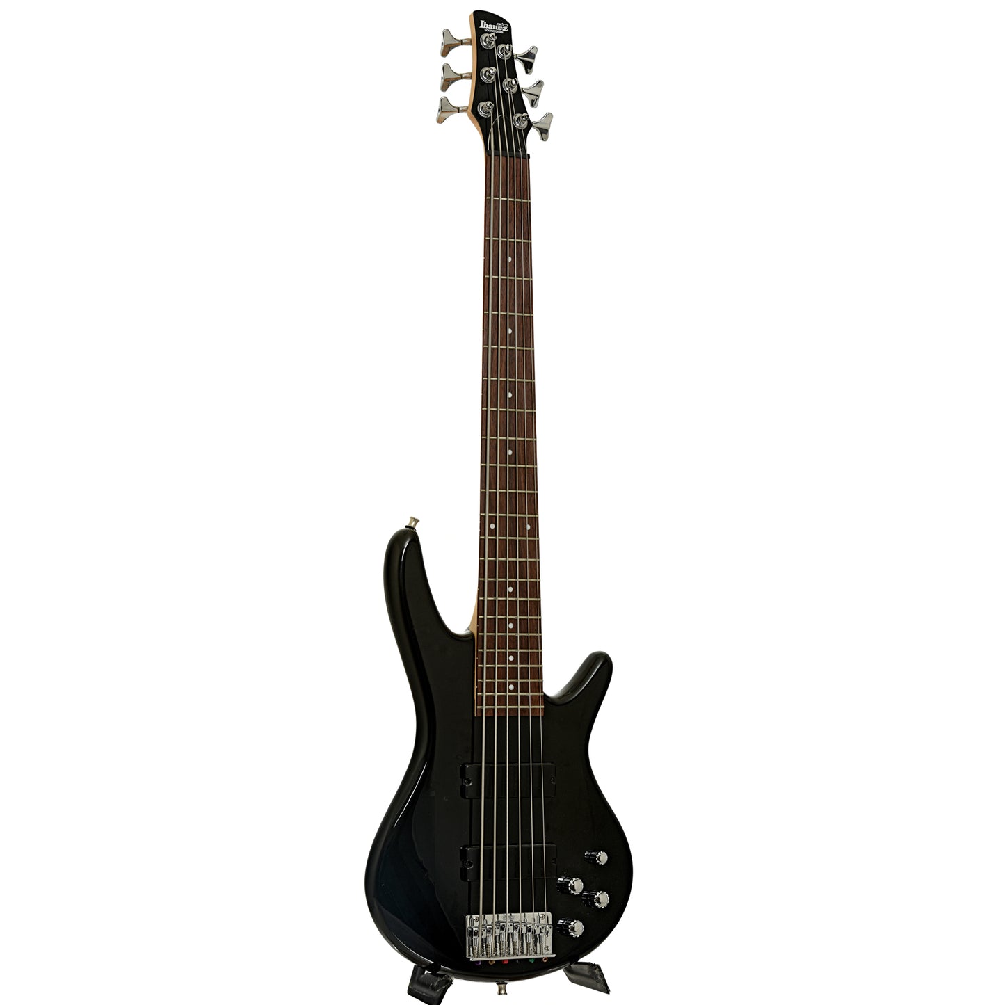 Full front and side of Ibanez GSR206 6-String Electric Bass 