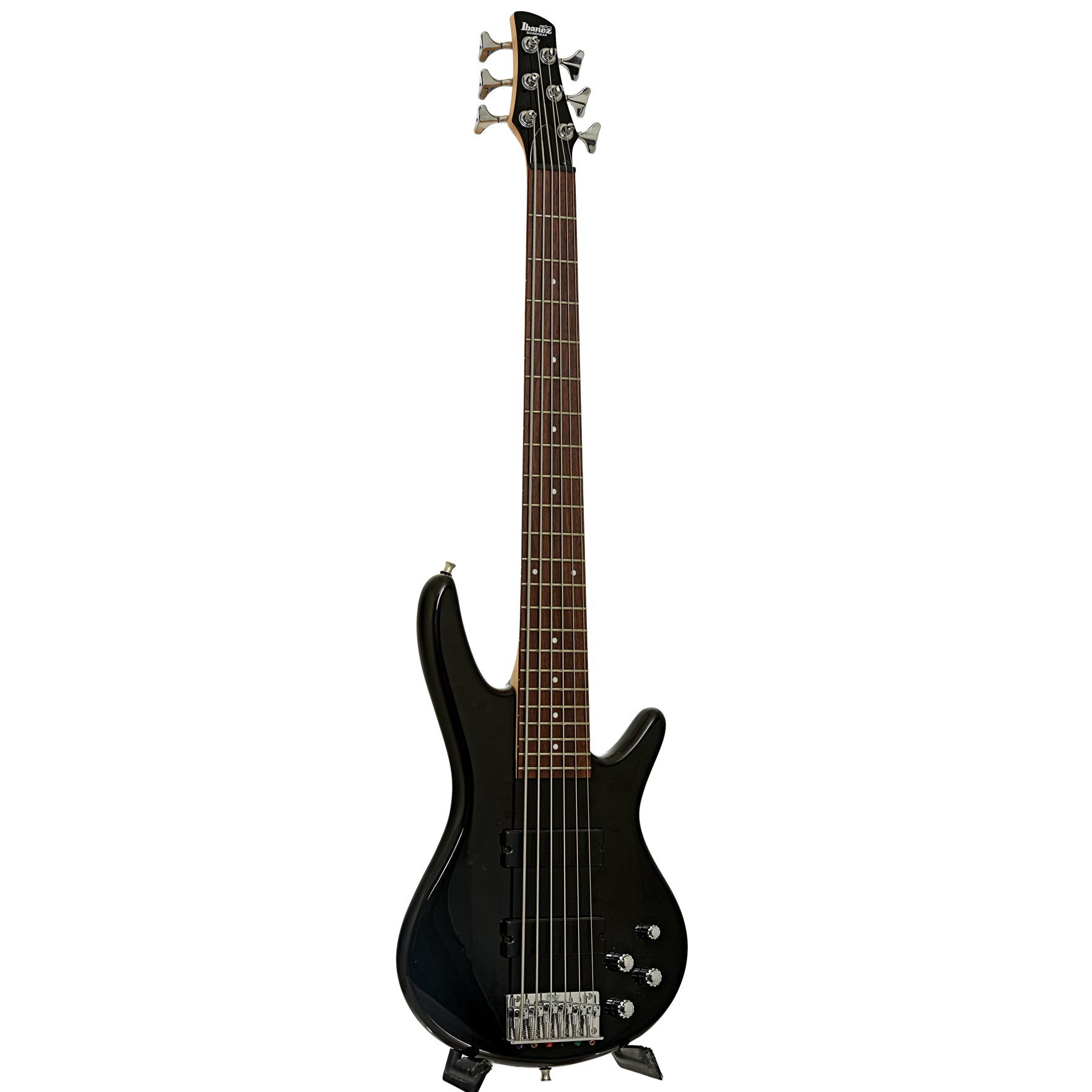 Full front and side of Ibanez GSR206 6-String Electric Bass 