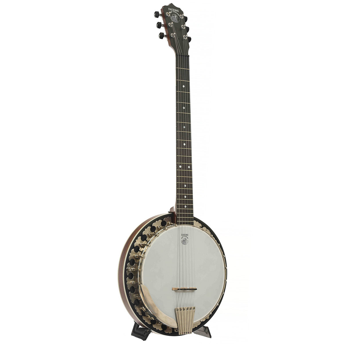 Full Front & Side of Deering Boston 6 Banjo-Guitar