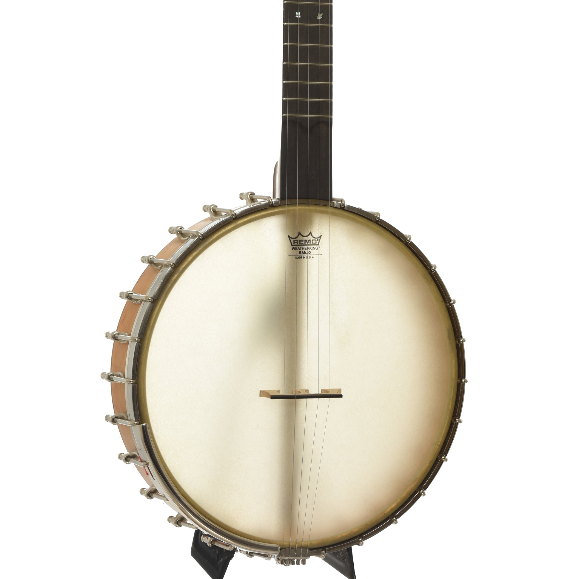 Front and side of Chuck Lee Prairieville 12" Open Back Banjo 