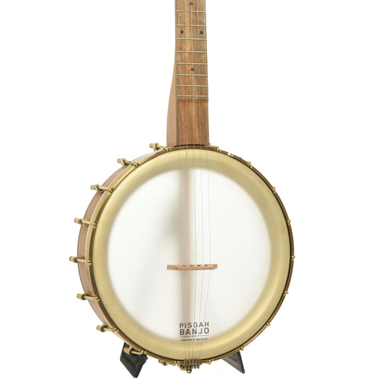 Front and side of Pisgah Appalachian 11in Short Scale Openback Banjo & Gigbag, Walnut