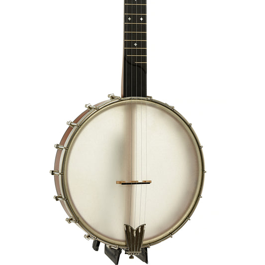 Front and side of Rickard Little Wonder Cherry 12" Custom Open Back Banjo 