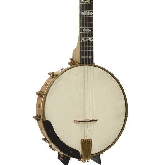 Front and side of Cloverlick Custom Piney Woods Openback Banjo